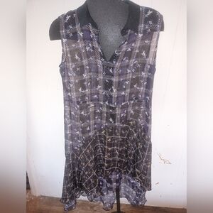 Sheer Plaid Dress with Floral Bee Accents